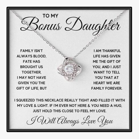 Bonus Daughter Necklace Birthday Graduation Christmas Gift Pendant for Step Daughter Goddaughter with Message Card and LED Jewelry Box Gift in Kuwait