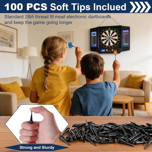 CHERAINTI Darts Plastic Tip Set, Professional Soft Tip Darts for Electronic Dart Board, 12 Pcs 18 Grams with 100 Extra Dart Tips, 12 Aluminum Shafts, 36 Flights, 50 Rubber O-Rings, and Storage Case in Kuwait