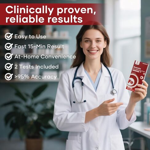Iron Deficiency Test Kits: 1 Packs Iron Level Test Result in 15 Mins (1) in Kuwait