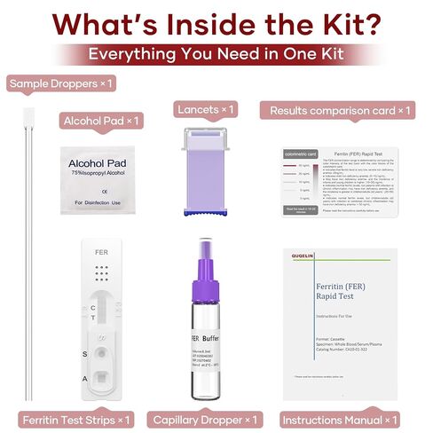 Iron Deficiency Test Kits: 1 Packs Iron Level Test Result in 15 Mins (1) in Kuwait