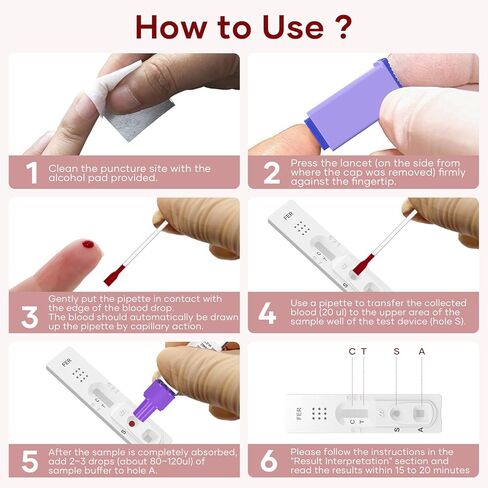 Iron Deficiency Test Kits: 1 Packs Iron Level Test Result in 15 Mins (1) in Kuwait