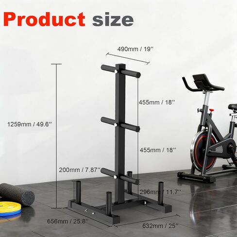 Weight Plate Rack for Home Gym - 6 Post Olympic Plate Holder with Wide Stability Base, Barbell Storage & Bumper Plate Tree Organizer, Heavy Duty Space Saving Gym Equipment in Saudi Arabia