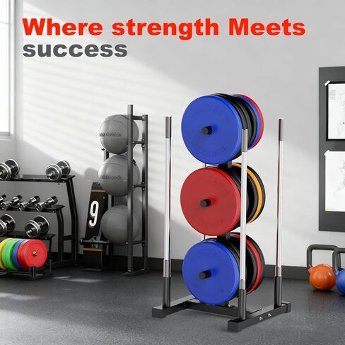 Weight Plate Rack for Home Gym - 6 Post Olympic Plate Holder with Wide Stability Base, Barbell Storage & Bumper Plate Tree Organizer, Heavy Duty Space Saving Gym Equipment in Saudi Arabia