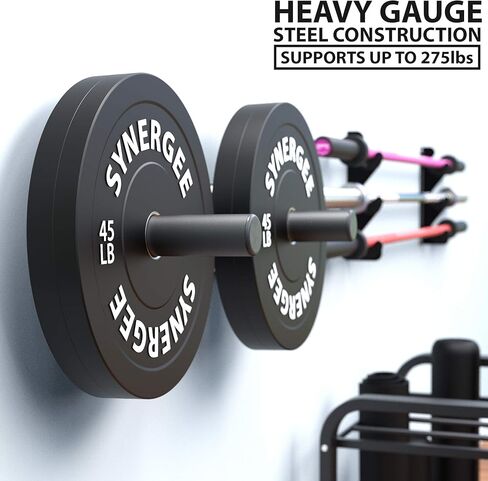 Synergee Weight Plate Storage Pegs. Wall Mounted Storage, 2" Opening Weight Holder. 275lb Capacity Gym Storage Rack. Double Peg. in Saudi Arabia