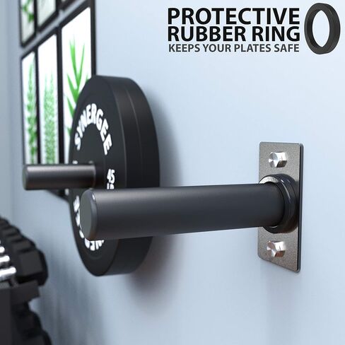 Synergee Weight Plate Storage Pegs. Wall Mounted Storage, 2" Opening Weight Holder. 275lb Capacity Gym Storage Rack. Double Peg. in Saudi Arabia
