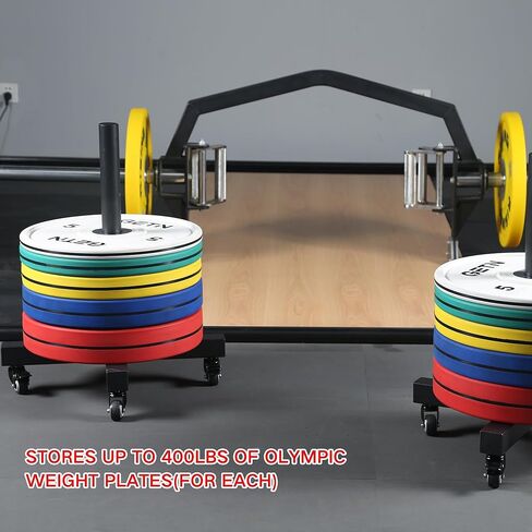 رف لوحة الوزن الأولمبي المتحرك المحدث من ZUKAM مع عجلة لتخزين وزن الألواح الممتصة للصدمات مقاس 2 بوصة، ويخزن ما يصل إلى 800 رطل من لوحة الوزن الأولمبي، يباع في أزواج in Kuwait