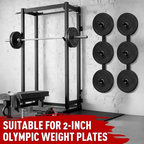 Wall Mounted Weight Plate Holder - Fit 2inch Olympic Weight Plates, Protective Rubber Pad in Kuwait