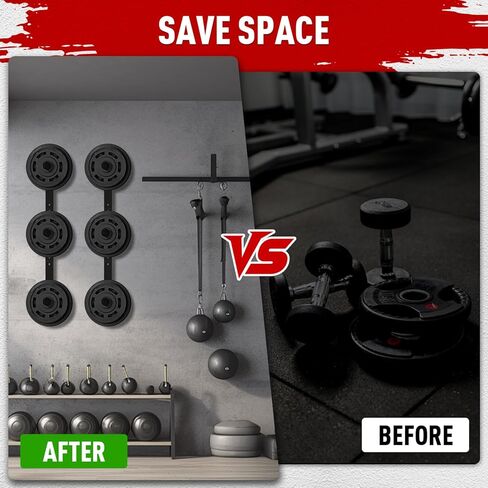 Wall Mounted Weight Plate Holder - Fit 2inch Olympic Weight Plates, Protective Rubber Pad in Kuwait