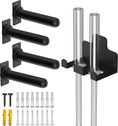 4 عبوات من حامل ألواح الوزن المثبتة على الحائط وحزمة واحدة مكونة من خطافين لتعليق الأثقال، وحامل لوحة الوزن لألواح الوزن مقاس 2 بوصة، وحامل الأثقال العمودي مع وسادة مطاطية واقية للمرآب وصالة الألعاب الرياضية المنزلية in Kuwait