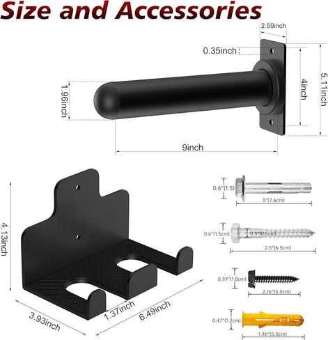 4 عبوات من حامل ألواح الوزن المثبتة على الحائط وحزمة واحدة مكونة من خطافين لتعليق الأثقال، وحامل لوحة الوزن لألواح الوزن مقاس 2 بوصة، وحامل الأثقال العمودي مع وسادة مطاطية واقية للمرآب وصالة الألعاب الرياضية المنزلية in Kuwait
