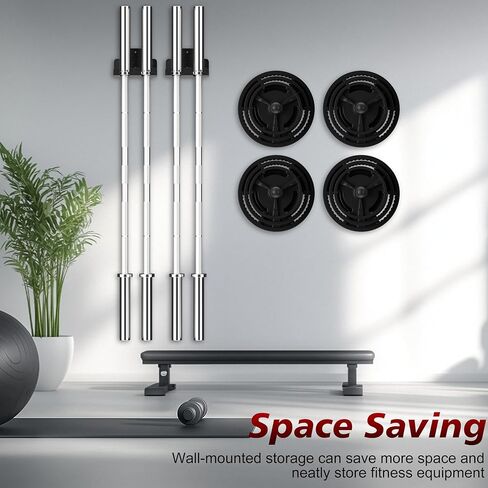 4 عبوات من حامل ألواح الوزن المثبتة على الحائط وحزمة واحدة مكونة من خطافين لتعليق الأثقال، وحامل لوحة الوزن لألواح الوزن مقاس 2 بوصة، وحامل الأثقال العمودي مع وسادة مطاطية واقية للمرآب وصالة الألعاب الرياضية المنزلية in Kuwait
