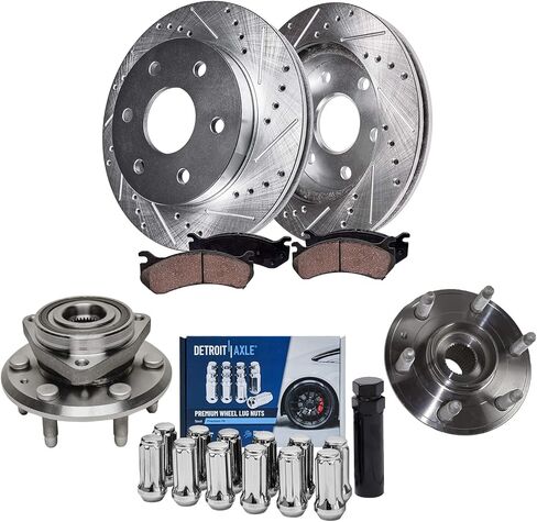 Detroit Axle - Brake Kit for 02-05 Ford Explorer Mercury Mountaineer 2002 2003 2004 2005, Drilled & Slotted Disc Rotors Ceramic Brakes Pads Front and Rear Replacement in Saudi Arabia