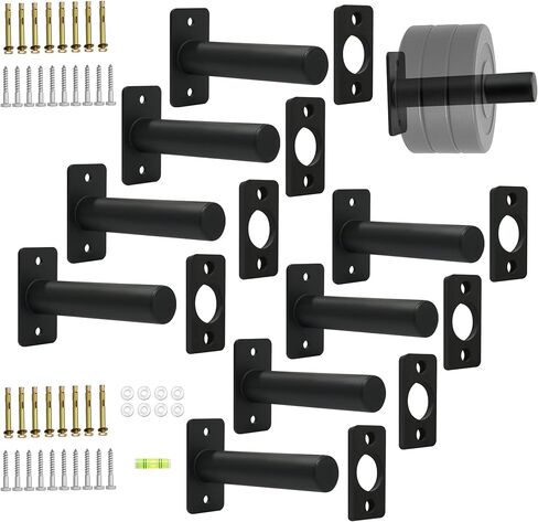 رف لوحة الأثقال الأوليمبي المثبت على الحائط، حامل أطباق معدني شديد التحمل مقاس 2 بوصة وشماعة لصالة الألعاب الرياضية المنزلية، وصالة الألعاب الرياضية في المرآب، وتخزين معدات رفع الأثقال واللياقة البدنية، ومنظم لوحة الأثقال بسعة 275 رطلًا مع مسامير للجدران  in Kuwait