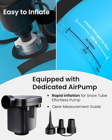 أنبوب ثلج للتزلج شديد التحمل، أنبوب داخلي زلاجة ثلج قابل للنفخ مع مضخة هواء وغطاء قماش ممتاز للأطفال البالغين مع قاعدة سميكة، وحبل قابل للقطر (عبوتان) in Kuwait