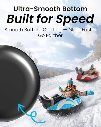 أنبوب ثلج للتزلج شديد التحمل، أنبوب داخلي زلاجة ثلج قابل للنفخ مع مضخة هواء وغطاء قماش ممتاز للأطفال البالغين مع قاعدة سميكة، وحبل قابل للقطر (عبوتان) in Kuwait