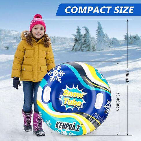 Inflatable Snow Tubes for Adults & Kids - Heavy Duty Winter Snow Sleds with 2 Handles, Pull Ropes & Quick Air Release Valves for Snow Tubing, Sledding & Winter Sports in Saudi Arabia