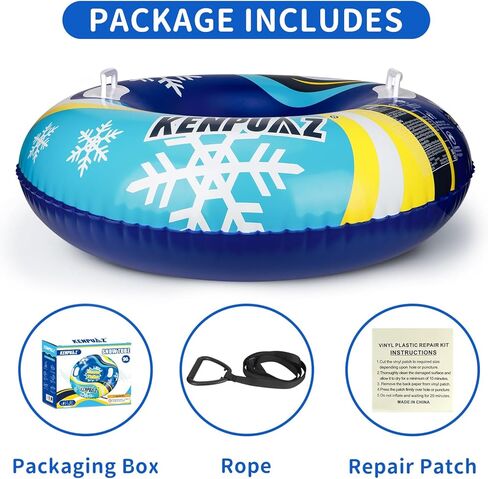 Inflatable Snow Tubes for Adults & Kids - Heavy Duty Winter Snow Sleds with 2 Handles, Pull Ropes & Quick Air Release Valves for Snow Tubing, Sledding & Winter Sports in Saudi Arabia