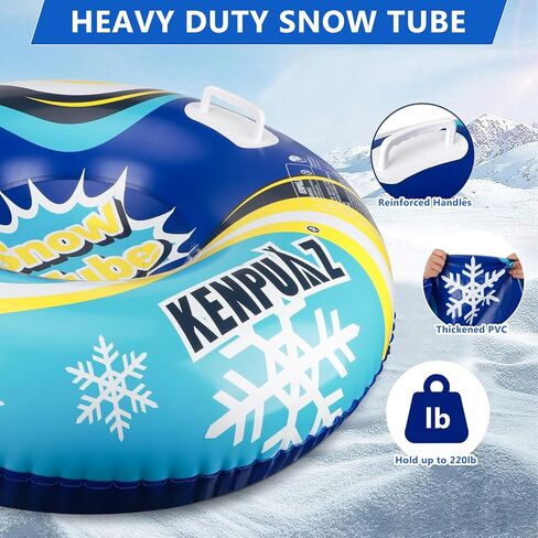 Inflatable Snow Tubes for Adults & Kids - Heavy Duty Winter Snow Sleds with 2 Handles, Pull Ropes & Quick Air Release Valves for Snow Tubing, Sledding & Winter Sports in Saudi Arabia