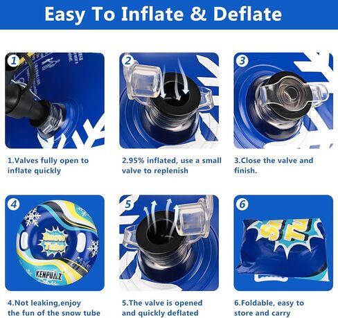 Inflatable Snow Tubes for Adults & Kids - Heavy Duty Winter Snow Sleds with 2 Handles, Pull Ropes & Quick Air Release Valves for Snow Tubing, Sledding & Winter Sports in Saudi Arabia
