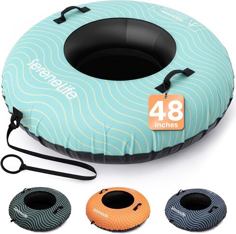SereneLife 44"/48'' Snow Tube for Sledding - Heavy Duty Rubber Inner Tube, Oxford Cover, Thickened PVC Bottom & Tow Strap - Inflatable Snow Sled for Kids & Adults - Perfect Winter Outdoor Fun Gift in Saudi Arabia