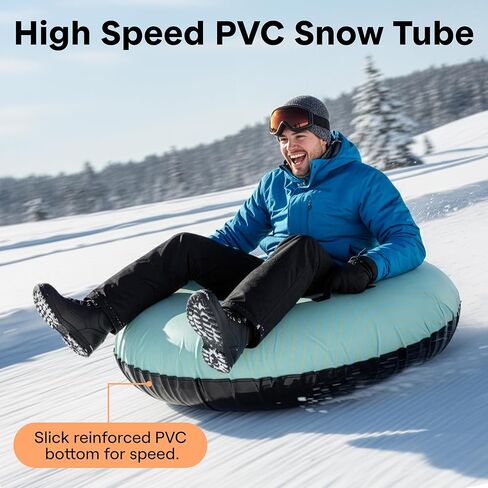 SereneLife 44"/48'' Snow Tube for Sledding - Heavy Duty Rubber Inner Tube, Oxford Cover, Thickened PVC Bottom & Tow Strap - Inflatable Snow Sled for Kids & Adults - Perfect Winter Outdoor Fun Gift in Saudi Arabia