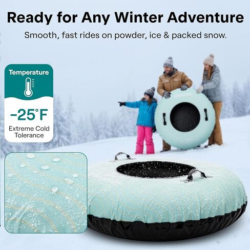 SereneLife 44"/48'' Snow Tube for Sledding - Heavy Duty Rubber Inner Tube, Oxford Cover, Thickened PVC Bottom & Tow Strap - Inflatable Snow Sled for Kids & Adults - Perfect Winter Outdoor Fun Gift in Saudi Arabia
