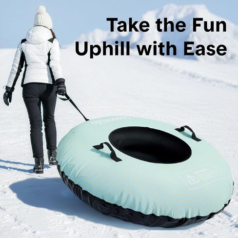 SereneLife 44"/48'' Snow Tube for Sledding - Heavy Duty Rubber Inner Tube, Oxford Cover, Thickened PVC Bottom & Tow Strap - Inflatable Snow Sled for Kids & Adults - Perfect Winter Outdoor Fun Gift in Saudi Arabia