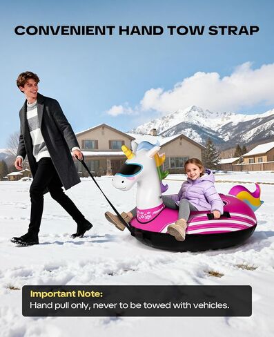 زلاجات أنبوبية ثلجية قابلة للنفخ من Raxurt Unicorn، أنابيب ثلج شديدة التحمل مقاس 48 بوصة للتزلج مع غطاء قماش ممتاز للأطفال البالغين، زلاجات ثلجية شتوية ألعاب ممتعة في الهواء الطلق للأطفال الأولاد والبنات in Kuwait