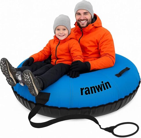 Snow Tube Heavy Duty, 44" Snow Tube for Sledding, Snow Tubes for Adults with Premium Canvas Cover Thickened Bottom, Inflatable Snow Tubes Towable Sledding Tube for Boys Teens, Blue in Kuwait