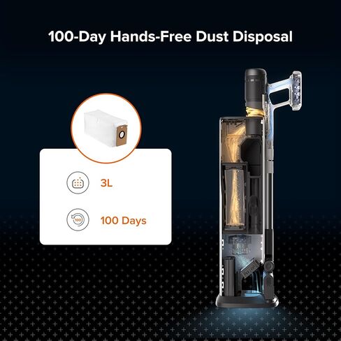 roborock 3 Packs Disposable Dust Bags for H60 Hub Ultra and H60 Hub Pro Cordless Vacuum Cleaner with Auto-Empty Dock, Stick Vacuum Cleaner for Home and Pet Hair, Anti-Tangle Brush, LED Dust Detection in Kuwait