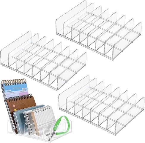 2 Pcs Acrylic Mail Holder, Acrylic File Mail Desktop Organizer Sorters, 7 Compartments Acrylic Mail Organizer, Clear Desk Organizer File Holders, Acrylic Letter Organizer for Office, Home, School in Kuwait
