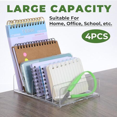 2 Pcs Acrylic Mail Holder, Acrylic File Mail Desktop Organizer Sorters, 7 Compartments Acrylic Mail Organizer, Clear Desk Organizer File Holders, Acrylic Letter Organizer for Office, Home, School in Kuwait