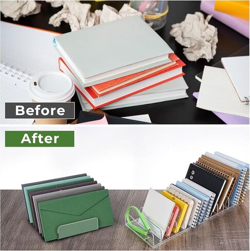 2 Pcs Acrylic Mail Holder, Acrylic File Mail Desktop Organizer Sorters, 7 Compartments Acrylic Mail Organizer, Clear Desk Organizer File Holders, Acrylic Letter Organizer for Office, Home, School in Kuwait