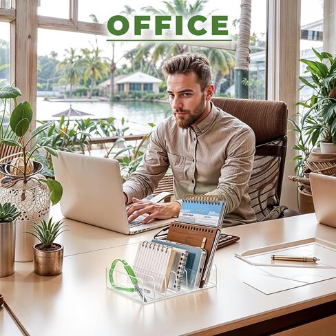 2 Pcs Acrylic Mail Holder, Acrylic File Mail Desktop Organizer Sorters, 7 Compartments Acrylic Mail Organizer, Clear Desk Organizer File Holders, Acrylic Letter Organizer for Office, Home, School in Kuwait