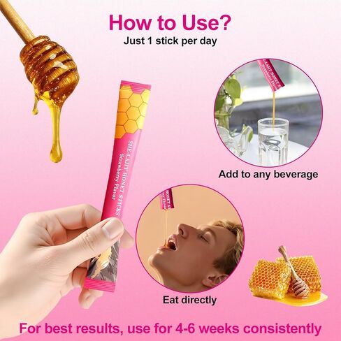 أعواد عسل شيلاجيت للنساء، أعواد العسل بنكهة الفراولة، شيلاجيت مع الشاتافاري والزعفران، 75%+ حمض الفولفيك، 85+ معادن ضئيلة لتحقيق التوازن الهرموني، تعزيز الطاقة والقدرة على التحمل - 30 عصا in Kuwait