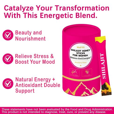 500MG Pure Himalayan Shilajit Honey Sticks with Saffron,Shilajit Honey Sticks for Women with 75%+ Fulvic Acid,85+ Trace Minerals for Enhance Energy&Strength&Immune,Strawberry Honeysticks 30 Sticks in Saudi Arabia