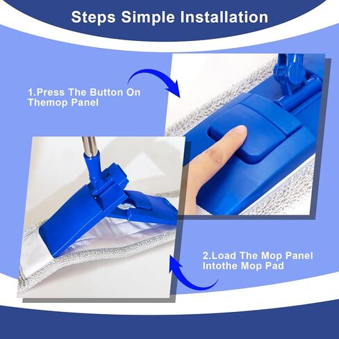 17" Microfiber Mop for Hardwood Floor Cleaning,Mops with 50" Stainless Steel Pole, 1 Reusable & Washable Mop Pad, Wet & Dry Use for Hardwood, Tile, Marble and Vinyl Floors in Kuwait