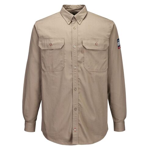 Portwest FR89 Fire Resistant Safety Work Shirt in FR Bizflame 88/12 ASTM NFPA, Khaki, X Large in Saudi Arabia
