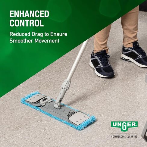 Unger Commercial SmartColor MicroMop 15.0، وسادة ممسحة مبللة من الألياف الدقيقة مقاس 16 بوصة، قابلة لإعادة الاستخدام - تنظيف الأرضيات عالي التحمل، أزرق - MM40B in Kuwait