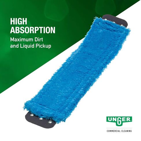 Unger Commercial SmartColor MicroMop 15.0، وسادة ممسحة مبللة من الألياف الدقيقة مقاس 16 بوصة، قابلة لإعادة الاستخدام - تنظيف الأرضيات عالي التحمل، أزرق - MM40B in Kuwait