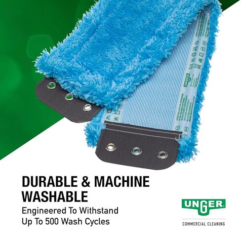 Unger Commercial SmartColor MicroMop 15.0، وسادة ممسحة مبللة من الألياف الدقيقة مقاس 16 بوصة، قابلة لإعادة الاستخدام - تنظيف الأرضيات عالي التحمل، أزرق - MM40B in Kuwait