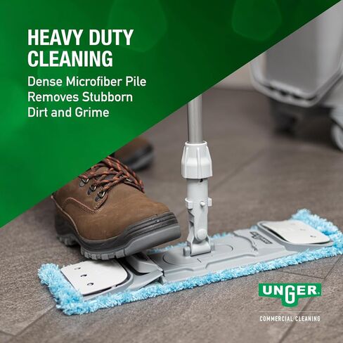 Unger Commercial SmartColor MicroMop 15.0، وسادة ممسحة مبللة من الألياف الدقيقة مقاس 16 بوصة، قابلة لإعادة الاستخدام - تنظيف الأرضيات عالي التحمل، أزرق - MM40B in Kuwait