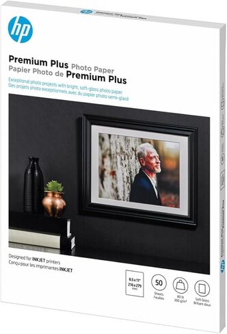 HP Premium Plus Photo Paper ، Satin ، 8.5x11 in ، 50 Sheets (CR667A) in Saudi Arabia