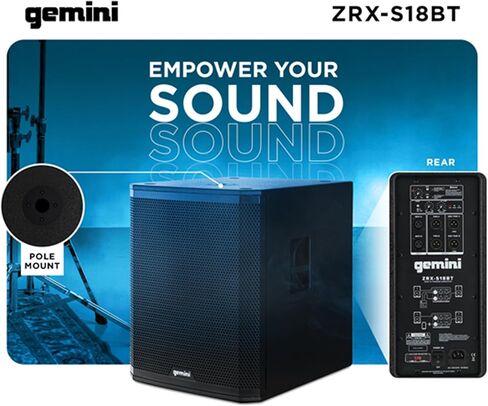 Gemini Powered PA Subwoofer with Bluetooth – 600W 18 Inch Active Professional Subwoofer, Class-D Bass Speaker for DJs, Live Sound, Stage & Event in Saudi Arabia