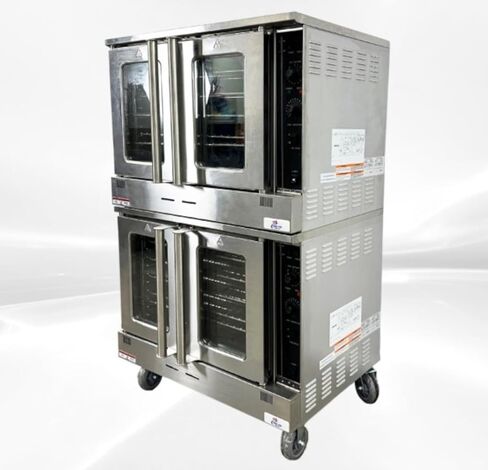 Commercial Convection Oven, Natural Gas, 60000 BTU, Double Deck, Four Wheels, Restaurant Kitchen Bakery HRCO-60K-2 in Kuwait