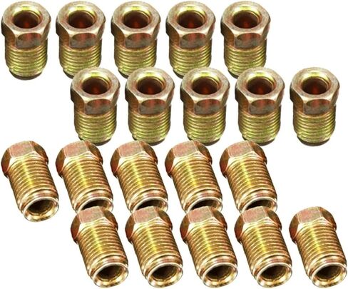 Brass Pipe Fittings 25 Pcs Brake Pipe Screw Nuts 10mm x 1mm Male Short Copper For 3/16 Inch Metric Tubes in Kuwait