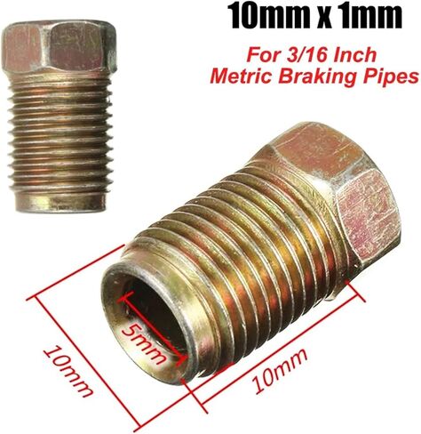 Brass Pipe Fittings 25 Pcs Brake Pipe Screw Nuts 10mm x 1mm Male Short Copper For 3/16 Inch Metric Tubes in Kuwait