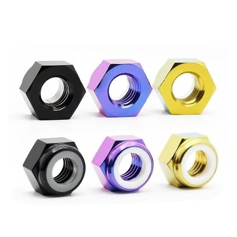 M4 M5 M6 M8 M10 M12 Titanium Alloy Lock Nut Nyloc Hex Insert Nylon Self Locking Nut Purple/Gold/Black Pitch 0.7/0.8/1/1.25/1.5mm(Gold,M6x1.0mm) in Saudi Arabia