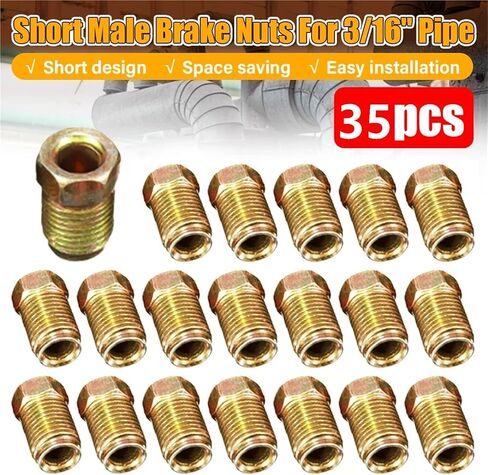 Brass Pipe Fittings Copper Male Brake Pipe Screw Nuts For 3/16 Inch Metric Tubes 10mm x 1mm Pack Of 35 in Kuwait