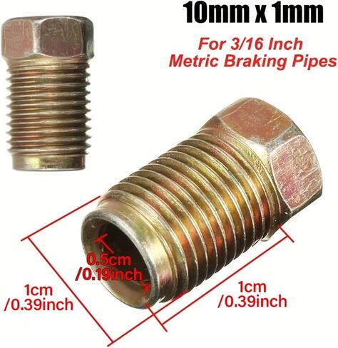 Brass Pipe Fittings Copper Male Brake Pipe Screw Nuts For 3/16 Inch Metric Tubes 10mm x 1mm Pack Of 35 in Kuwait